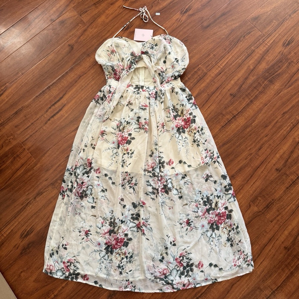 Hello Molly Floral Maxi Halter Womens Dress Size 6 NWT